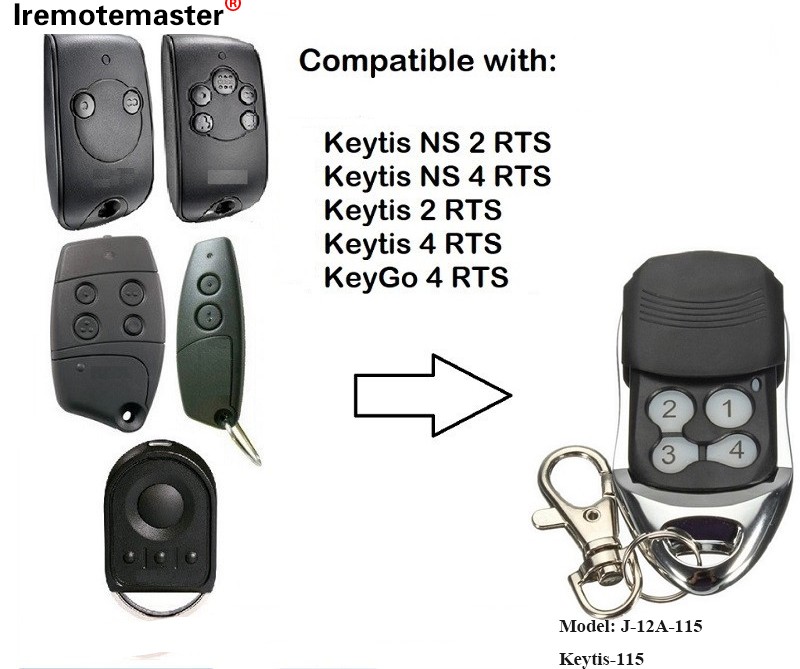 Ji bo Keytis NS 2 RTS Keytis NS 4 RTS Kontrola dûr a deriyê garajê 433.42 MHz